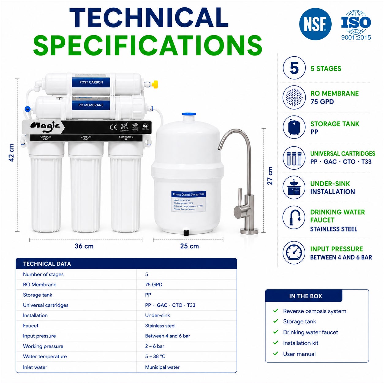 Système d'Osmose Inverse MAGIC 75GPD avec Certificat NSF – 5 Étapes de Filtration - 11
