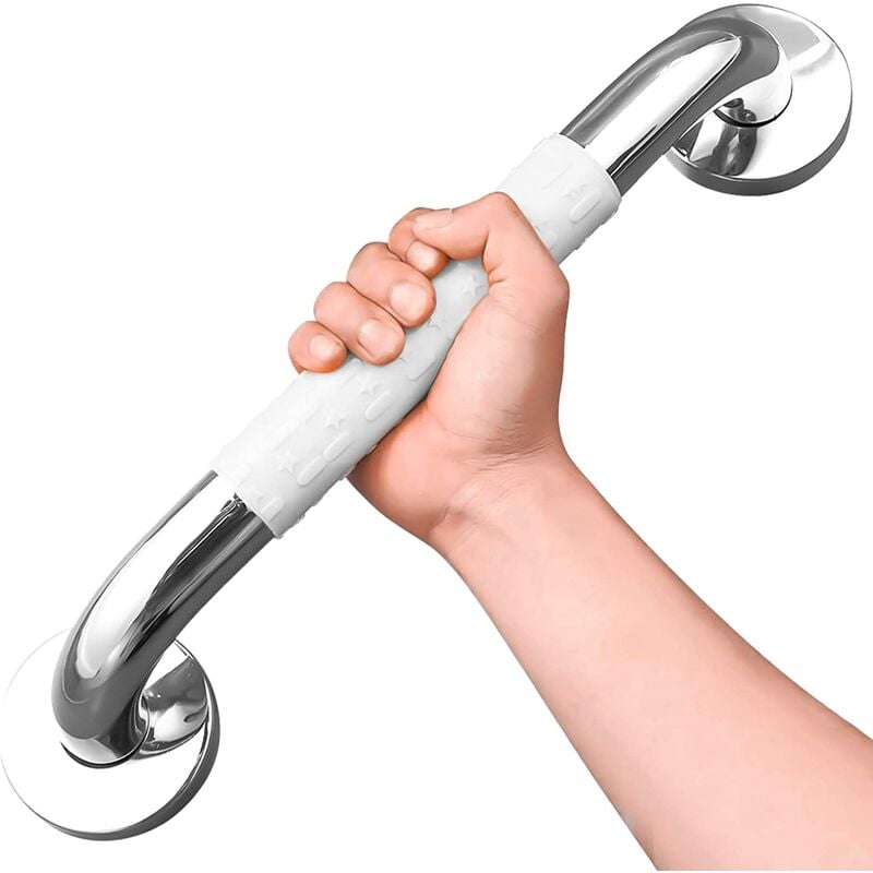 Uchwyt do wanny ze stali nierdzewnej 30 cm z białym paskiem antypoślizgowym