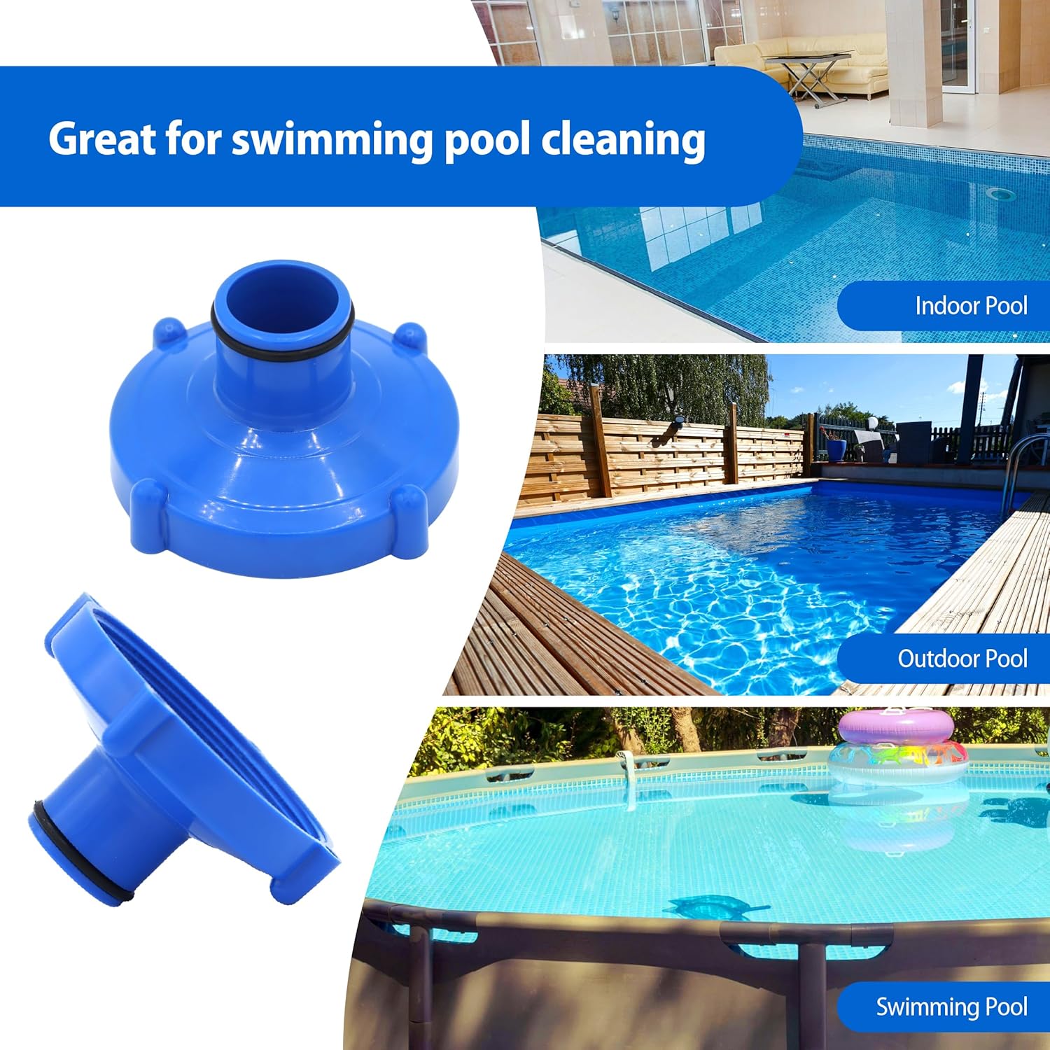 Adaptateur Traîneau Raccord Vis 80 mm Tube 32 mm - Bleu - Compatible Filtre Intex 11070 pour Nettoyage de Piscine Efficace - 5