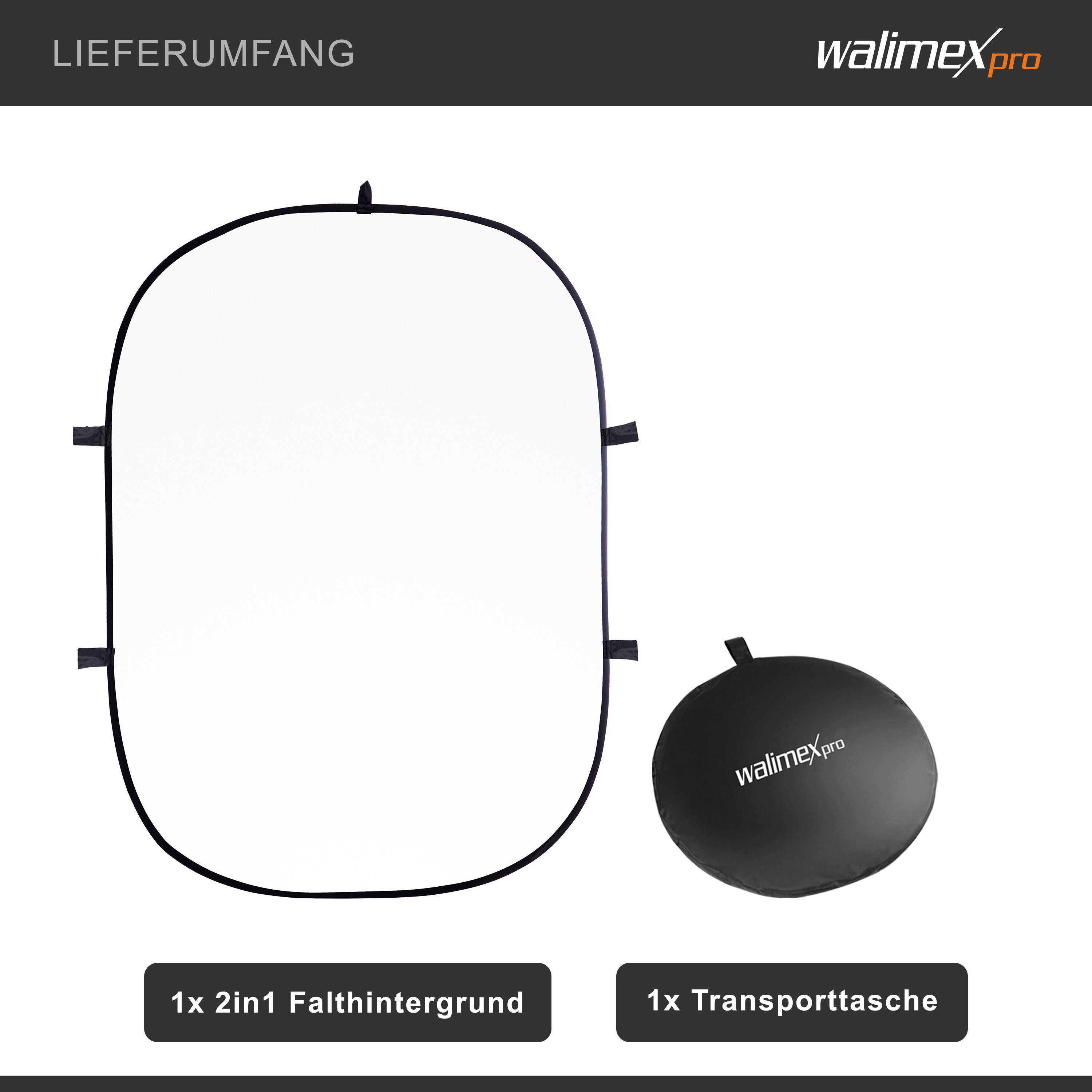 Fond pliable 2 en 1 noir/blanc 150 x 200 cm, fond photo robuste avec cadre stable, fond pliable pour studio photo avec sac de Walimex pro - 5