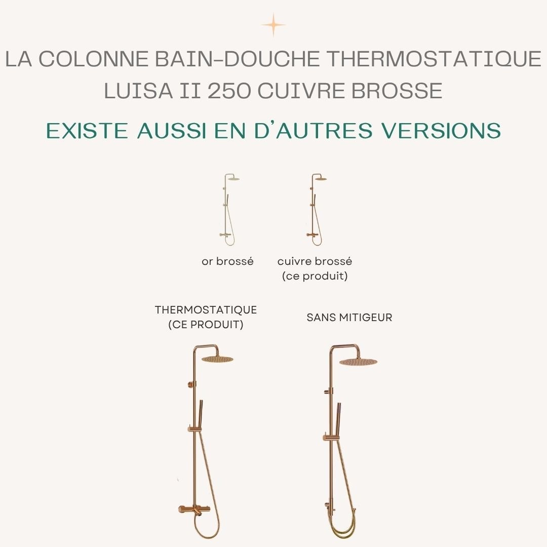 Luisa II 250 colonne bain-douche thermostatique cuivre brossé - 8