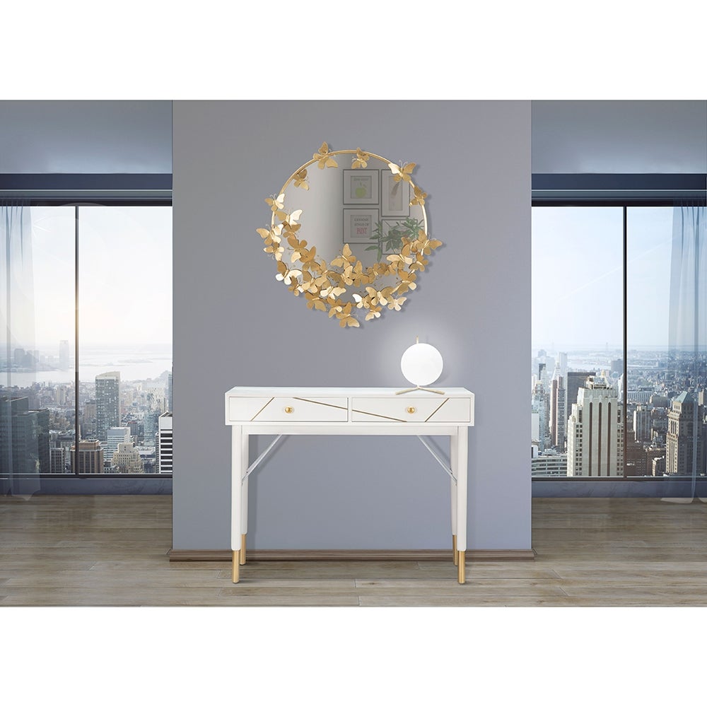 Specchio rotondo da parete dorato con farfalle decorative 74cm Butterfly S - 2