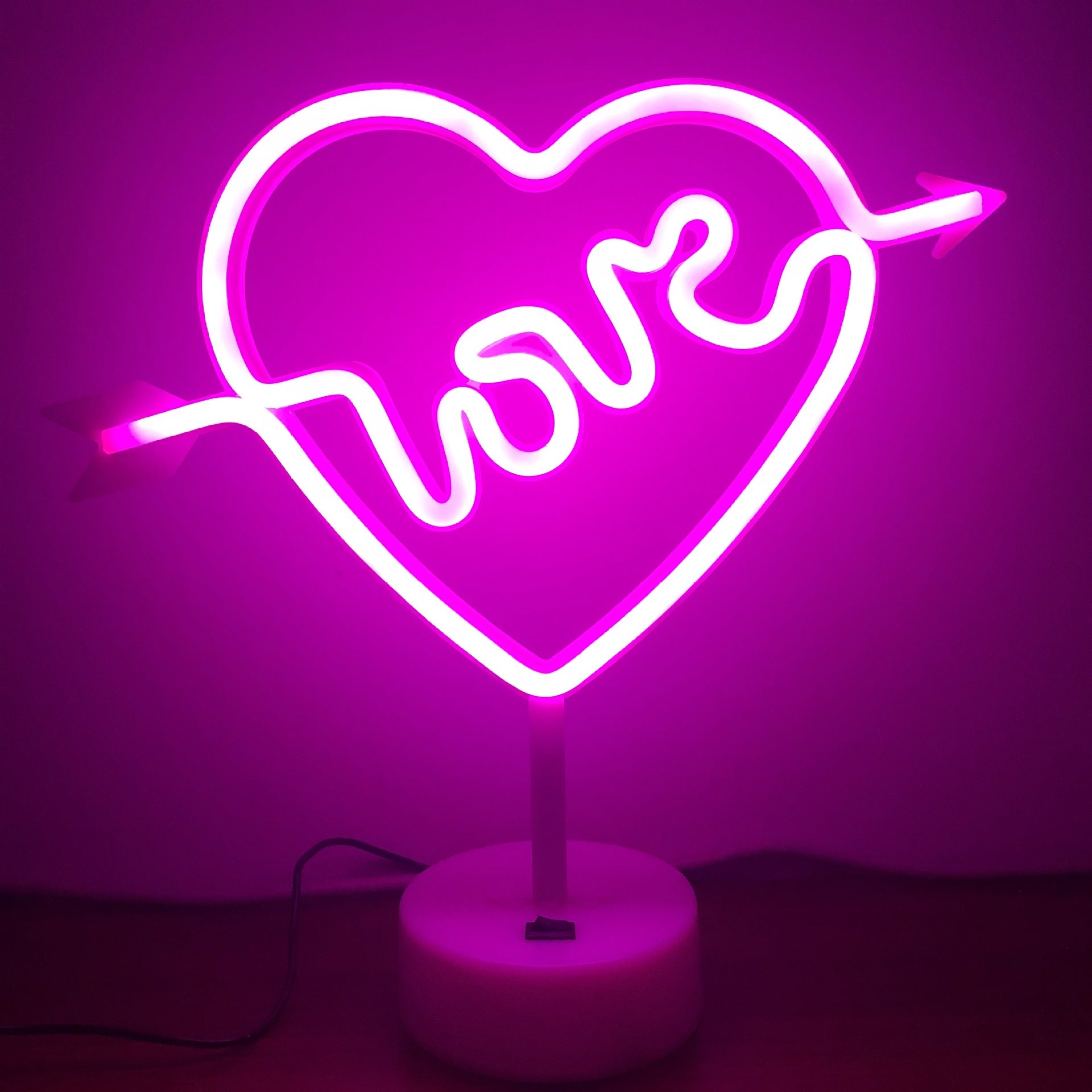 Różowy neon Cupid, neon LED zasilany bateryjnie lub przez USB, prezent walentynkowy, oświetlenie do dekoracji stołu
