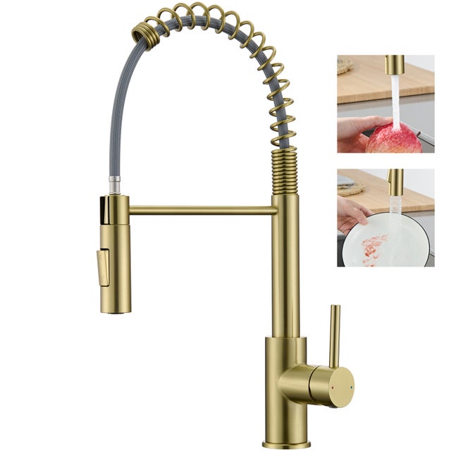 Cecipa Max Robinet Cuisine avec Douchette Extractible Dore, Mitigeur Cuisine avec 2 Jets, Robinet évier avec douchette