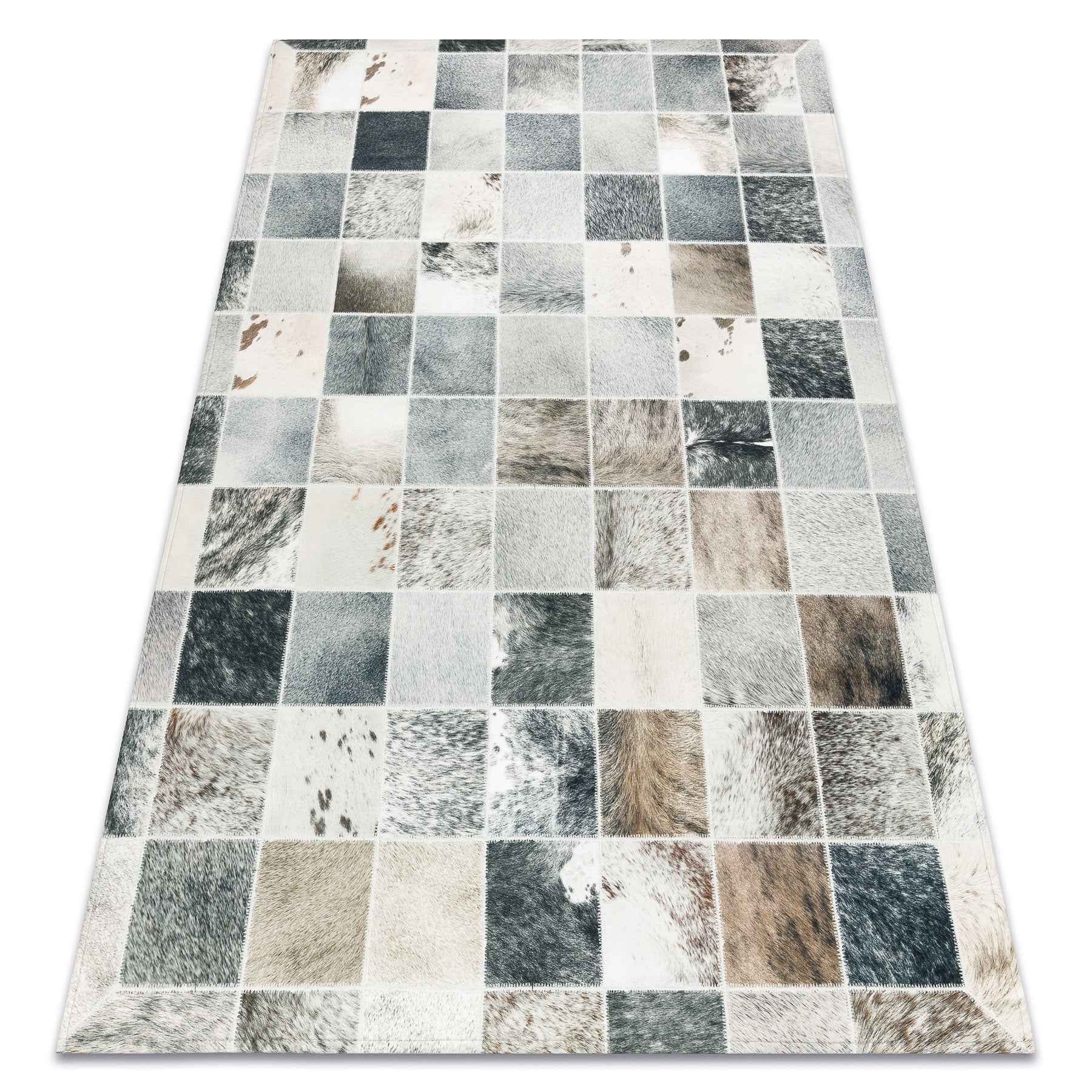 Tapis patchwork triangles en cuir de vache - Inspiration Luxe
