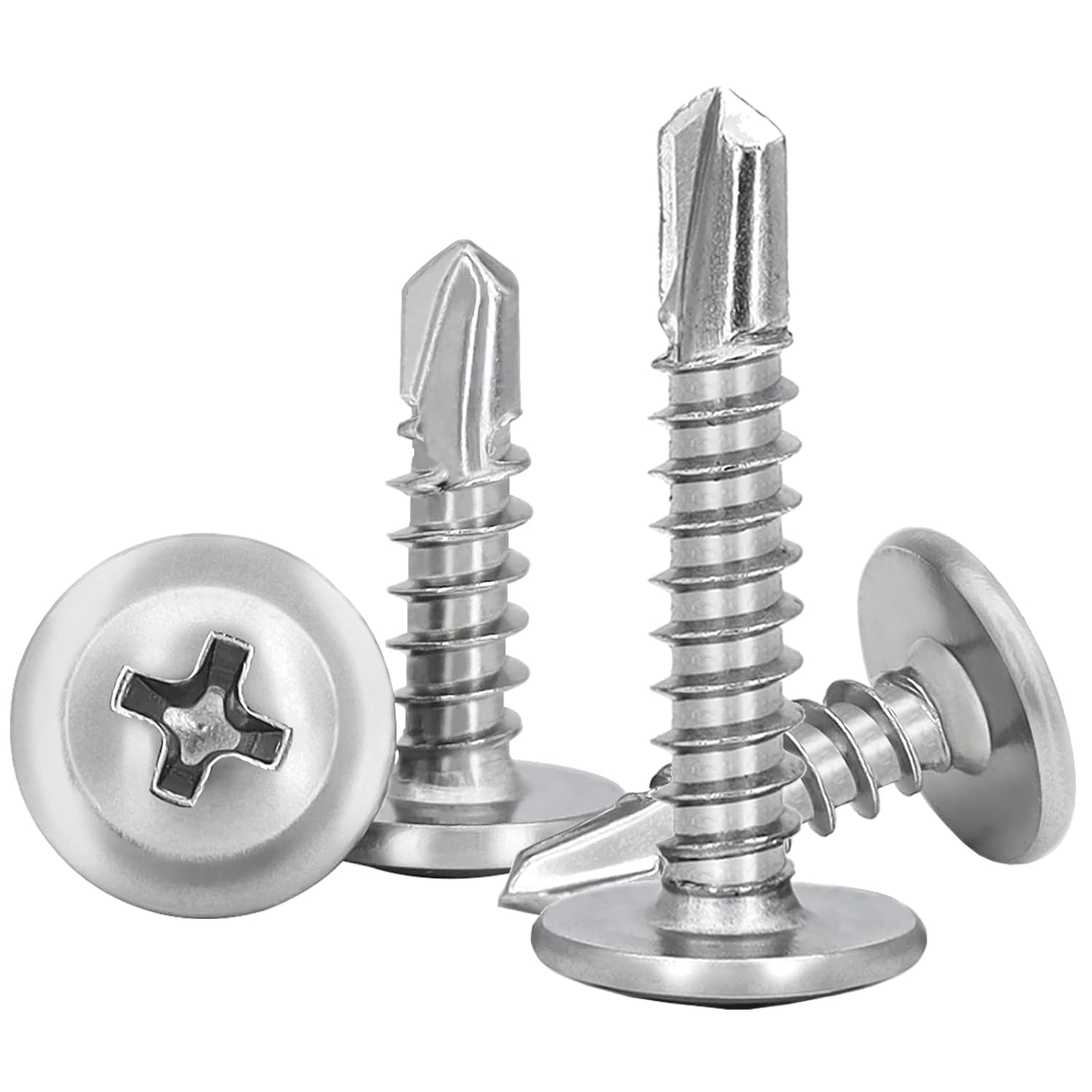 M4.2 * 13 mm - 110 szt. - stal nierdzewna 410 - wkręty samowiercące do metalu, wkręty samogwintujące - szeroka główka kopulasta - wkręt krzyżakowy