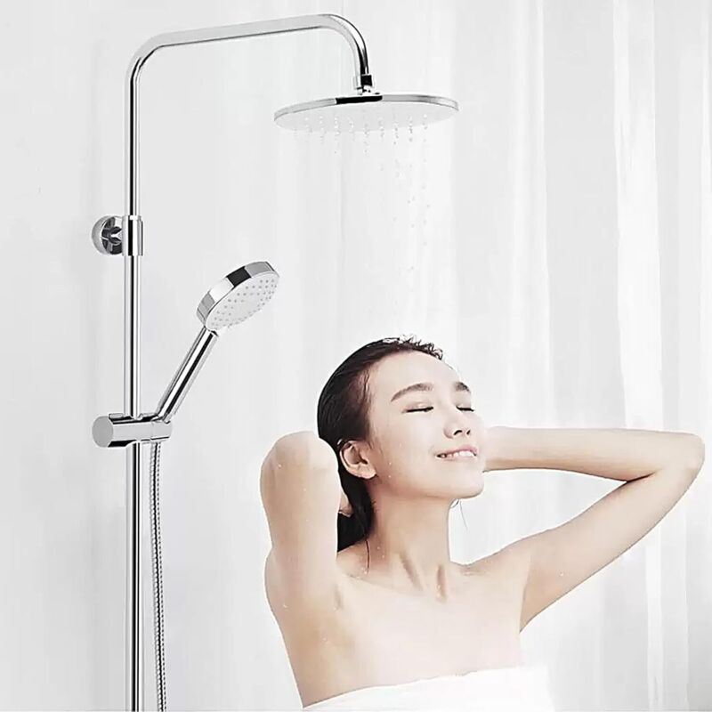 Support de pommeau de douche réglable 18-25 mm – Universel, sans perçage, pivotant – Argent – Pour barre de douche - 2