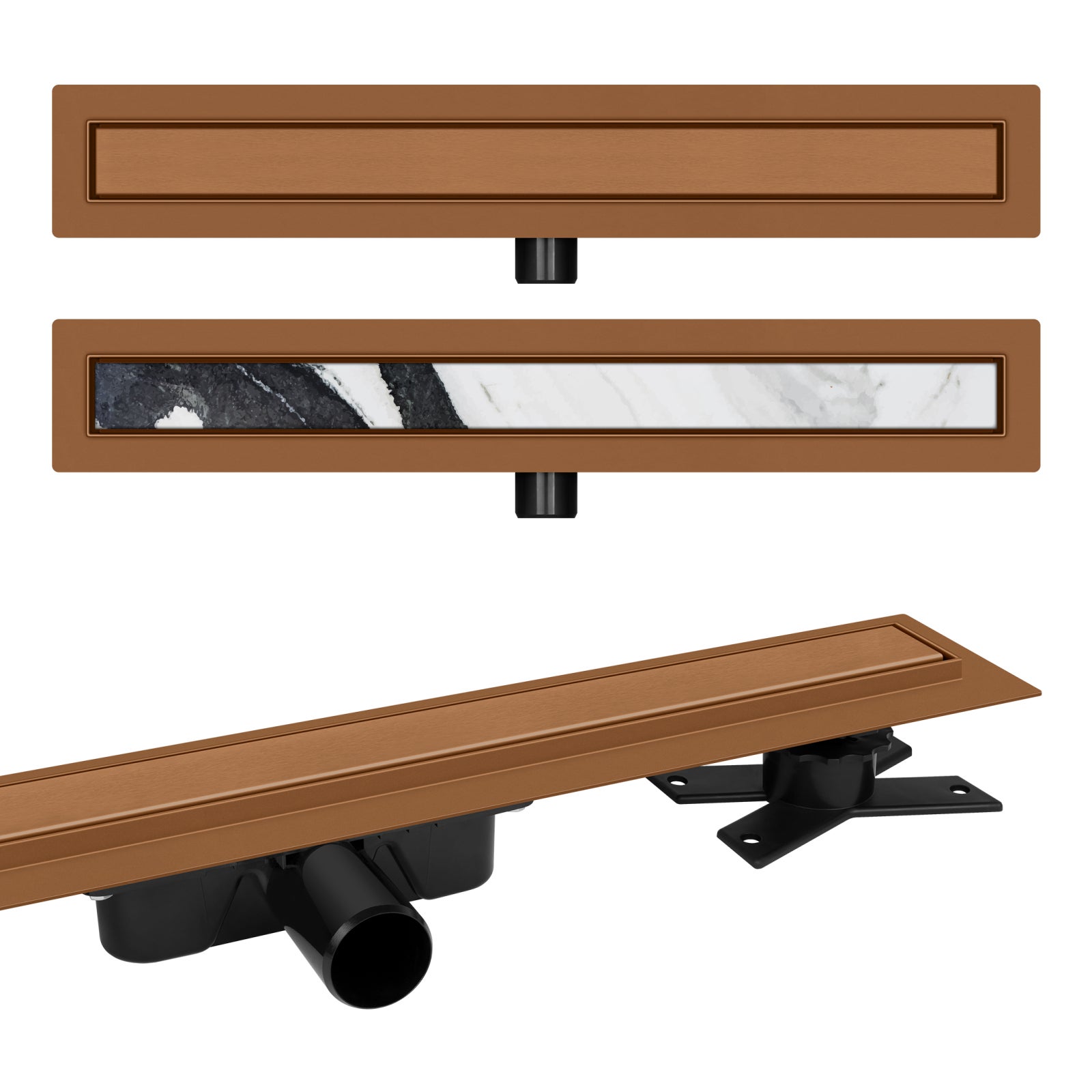 Odpływ liniowy Vogi Premium SL X ruszt Duo pod płytkę 60 cm miedziany PVD 1 szt.
