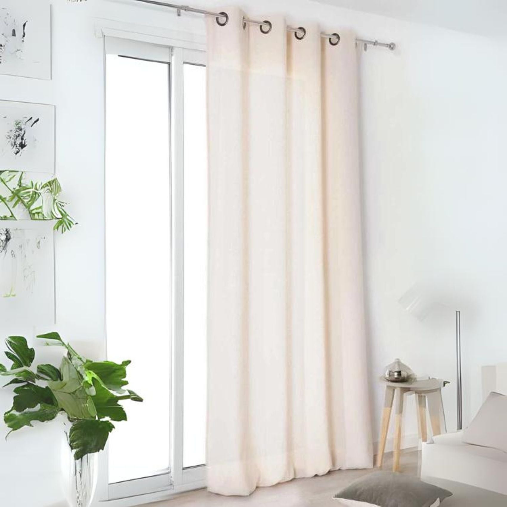 LINDER Rideau tamisant et naturel en 100% lin Ecru 145 x 260 cm - Ecru