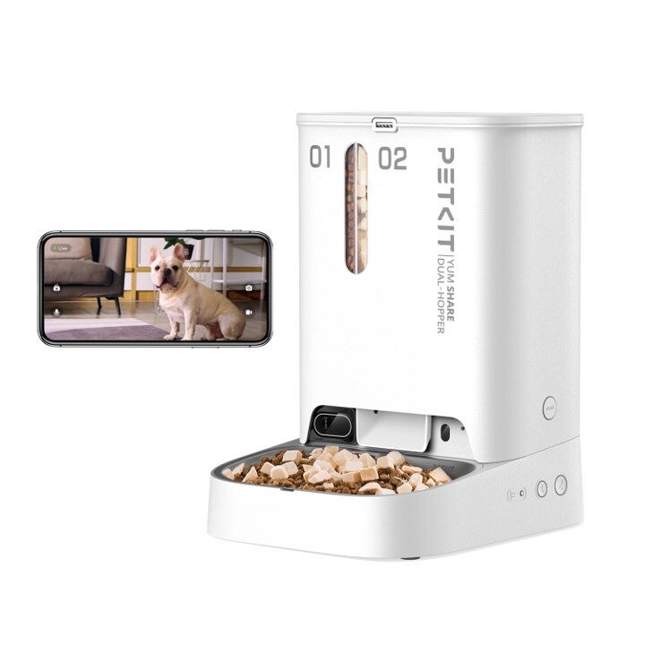 PETKIT YUMSHARE デュアルホッパー給餌器 Dispensador de comida PETKIT Yumshare DUAL con cámara | Leroy Merlin
