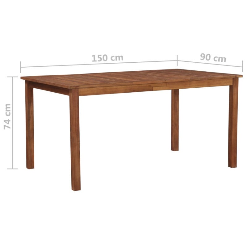 Table à manger de jardin rectangulaire en Bois Marron 6 places - 5