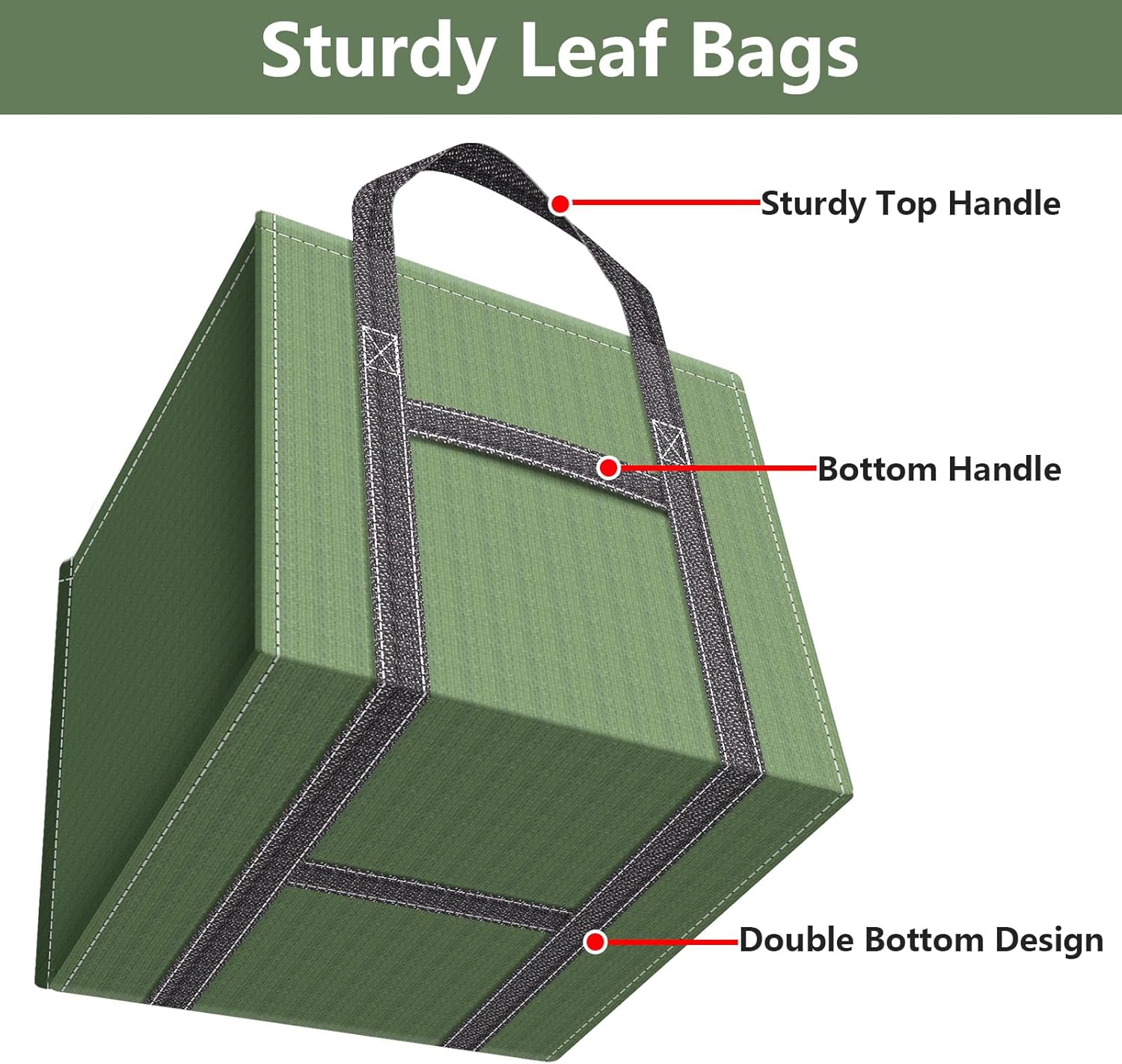 Lot de 2 Sac Jardin Dechets Verts 250L, Sacs de déchets Jardin résistants en PP Robuste, Sacs Poubelle de Jardin Pliables et Réutilisables - 3