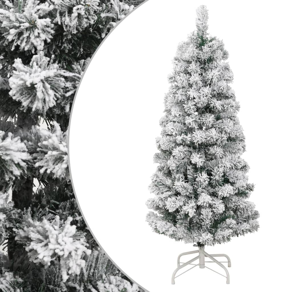 Sapin Artificiel Neigeux 120 Cm - PVC Avec Branches Réglables - Pied En Acier - Pour Intérieur Et Extérieur Abrité