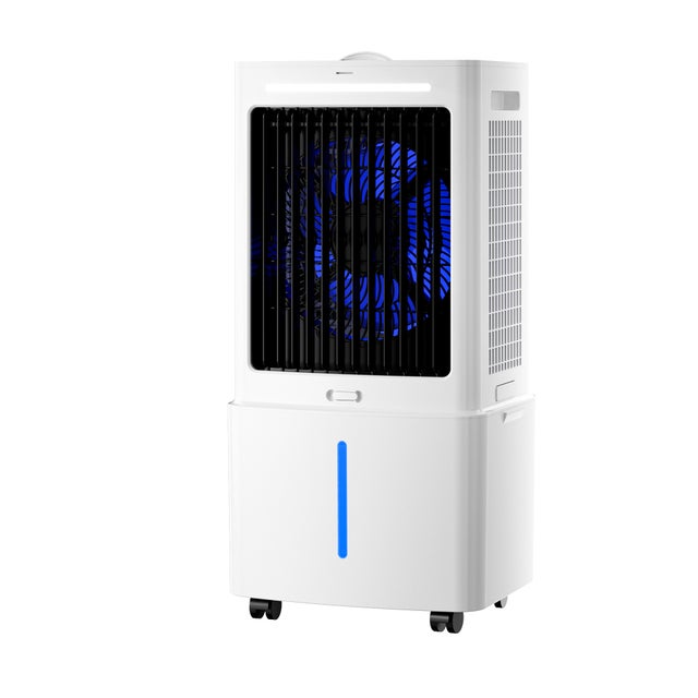 Raffrescatore evaporativo, condizionatore portatile oscillante a 90° con 3 velocità, 3 modalità, timer di 15 ore, serbatoio dell'acqua da 9 litri, t
