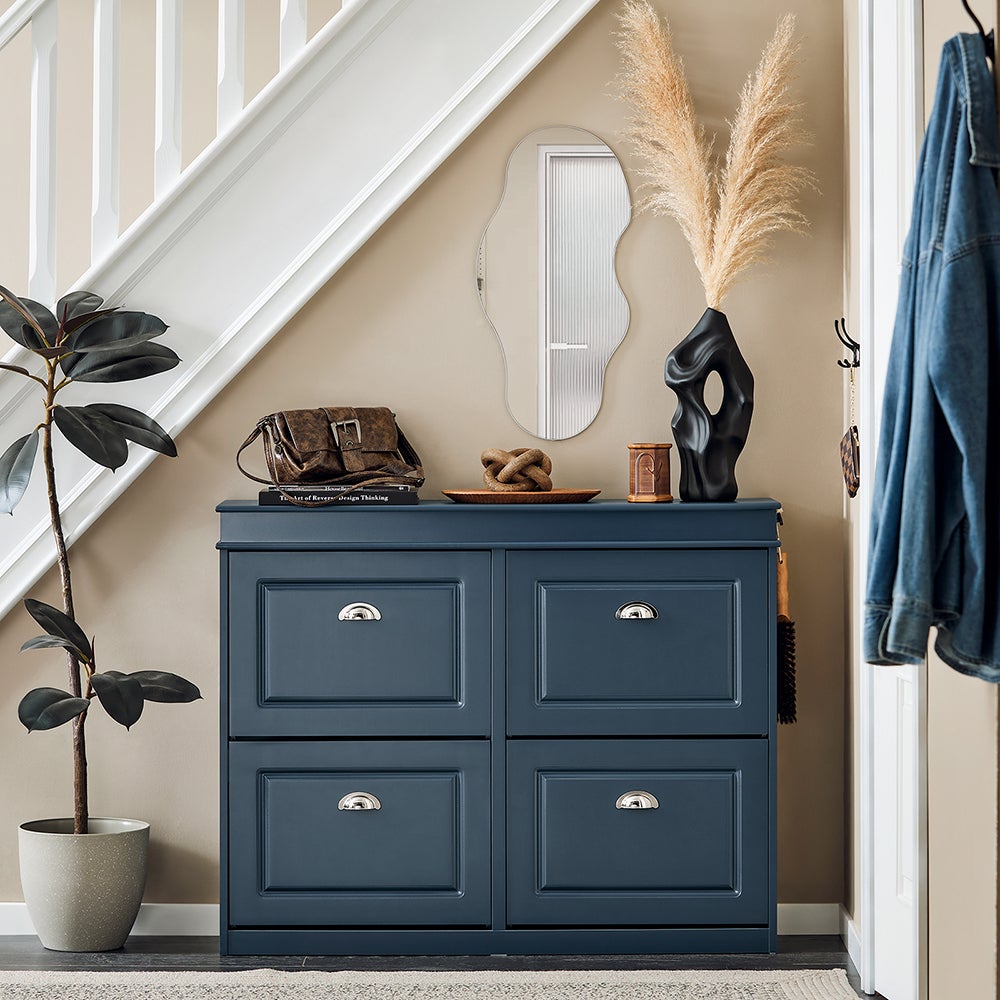 SoBuy Meuble à Chaussures Meuble De Rangement à Chaussures Avec 3 Abattants Armoire A Chaussures Commode A Chaussures Meuble Dentree Rangement Pour Chaussures Noir 50x19x129 Cm Fsr151 H Sch