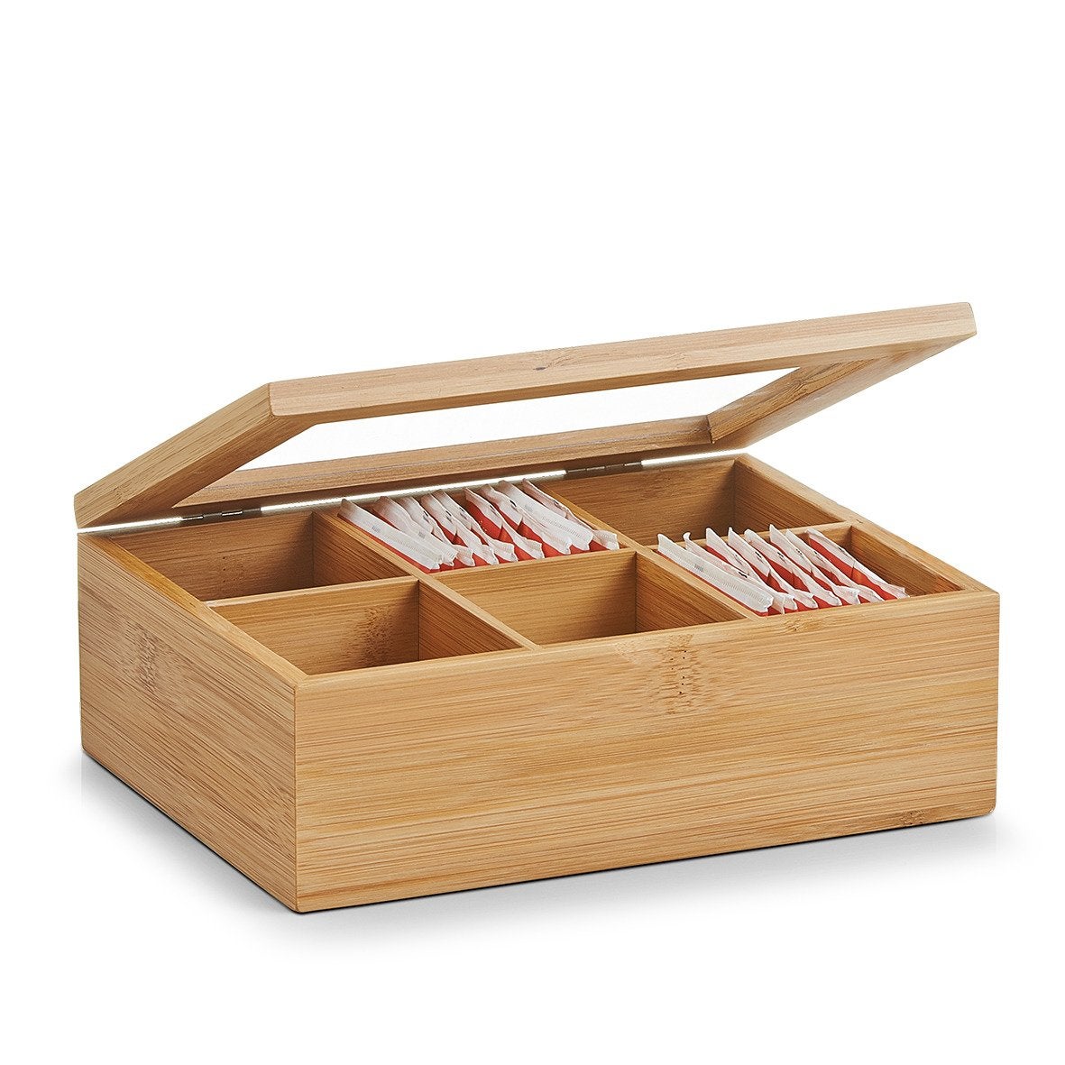 Kesper 50902 - Caja para té, bambú, 21,7 x 16 x 9 cm, Color Madera