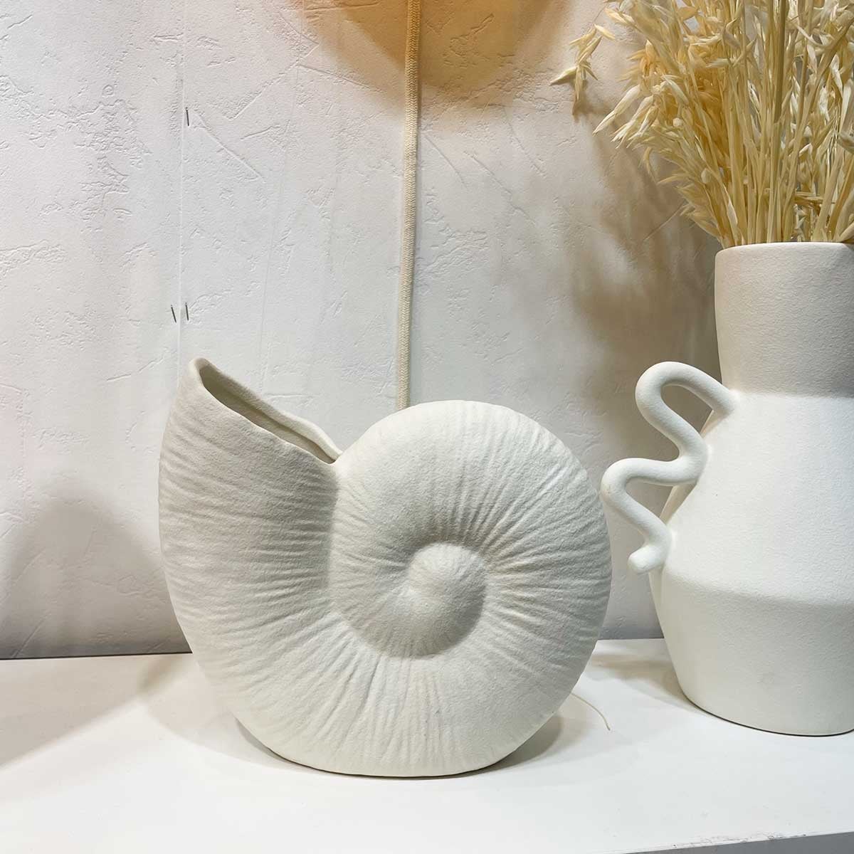 Vase Coquillage en céramique blanche texturée 18x21 - 2