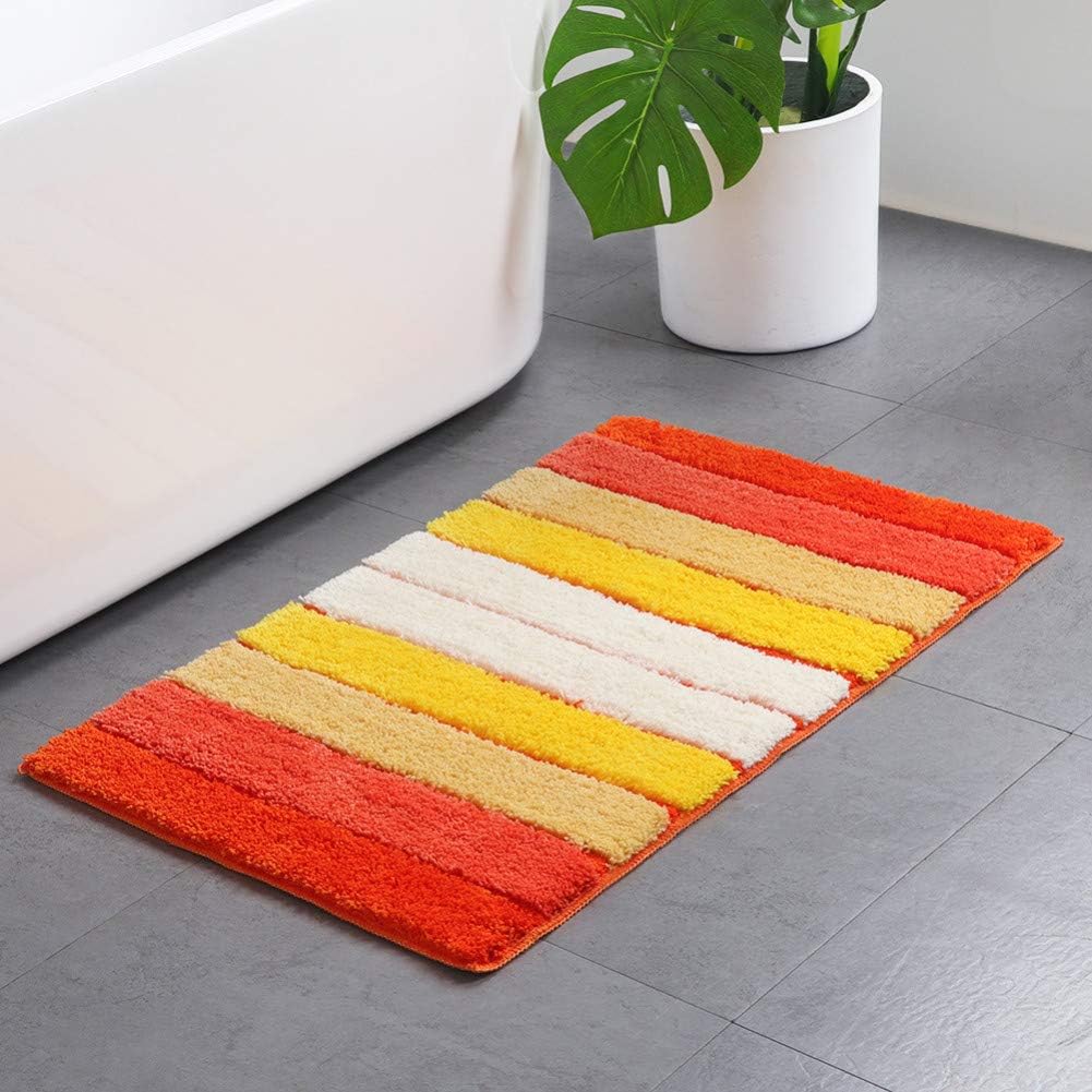 Mata antypoślizgowa w paski, flokowana, do kuchni, łazienki i salonu, chłonna, żółta, 45 x 120 cm