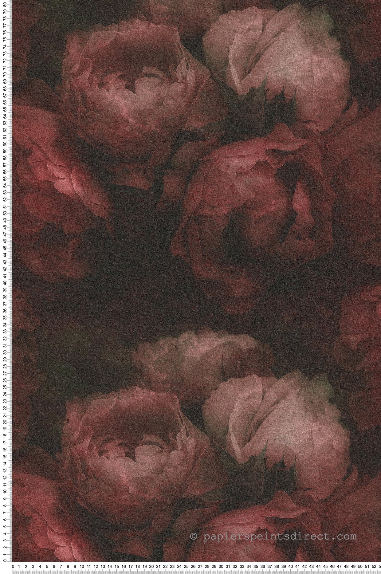 Tapeta kwiaty czerwonymIczarnym - 53 cm x 10.05 m - LIVINGWALLS