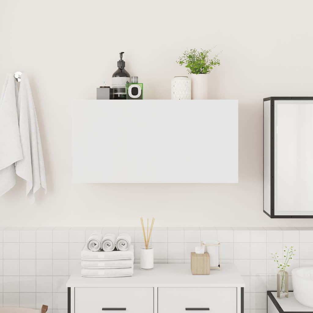 Armadio da parete bagno Legno ingegnerizzato 80x25x40 cm Spazioso Adatto al bagno Bianco – ComfortXL - 2