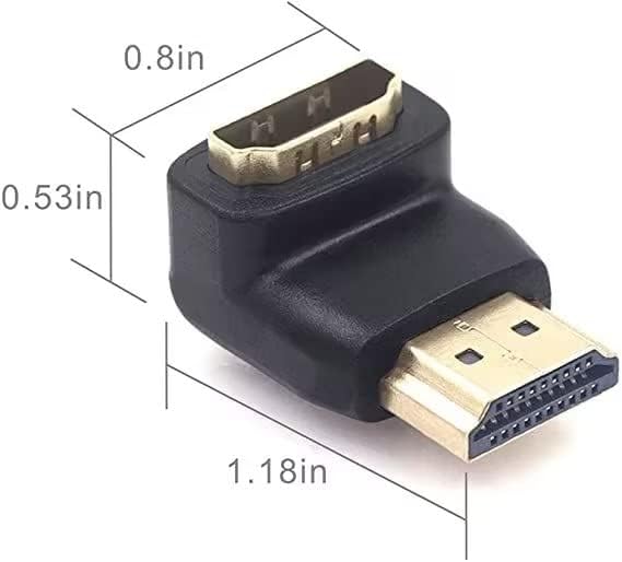 Lot de 2 Adaptateur HDMI 90 degrés et 270 degrés Connecteur HDMI coudé Angle Droit Mâle à Femelle 4K 3D - 3