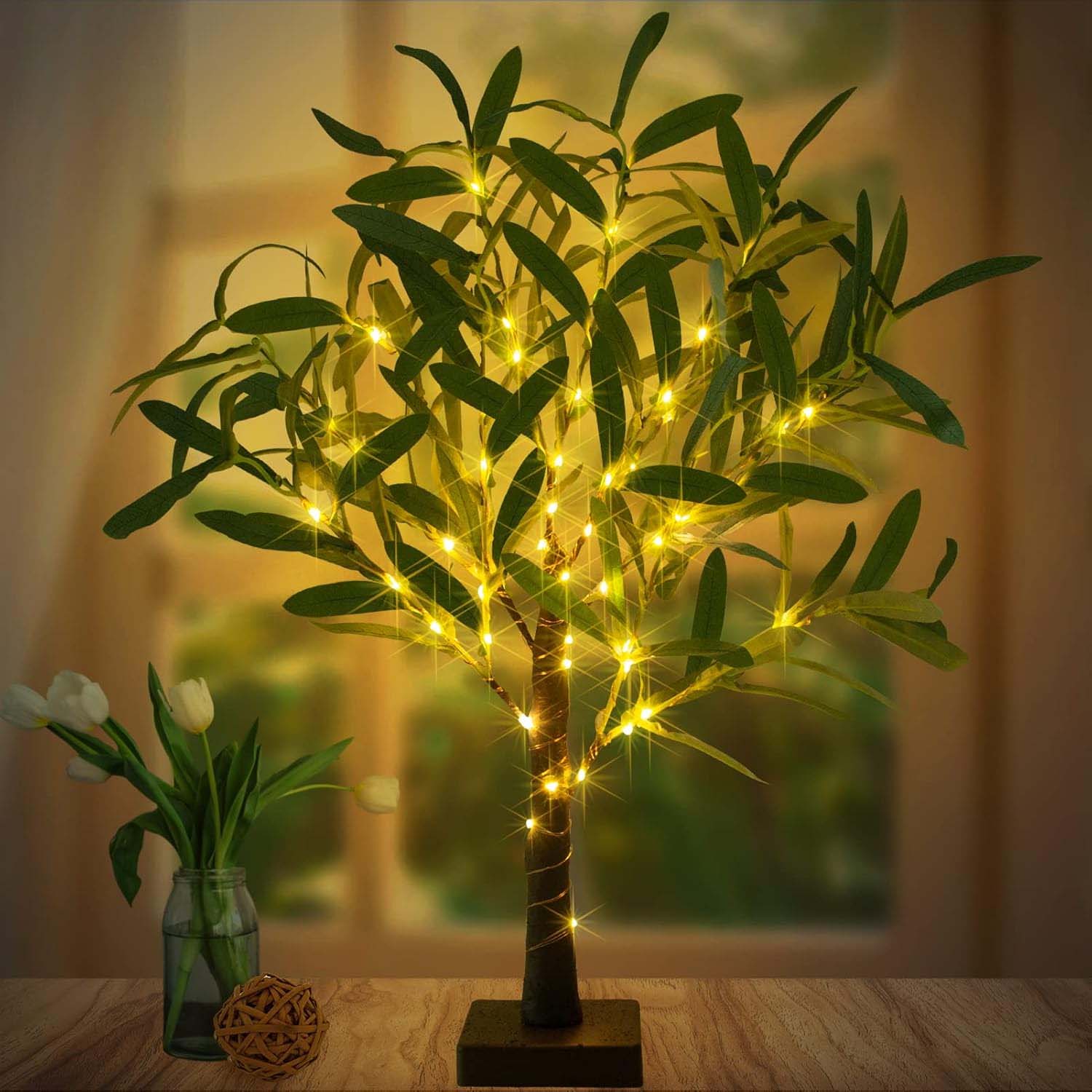Olivo artificiale illuminato da 6 piedi Albero da esterno con