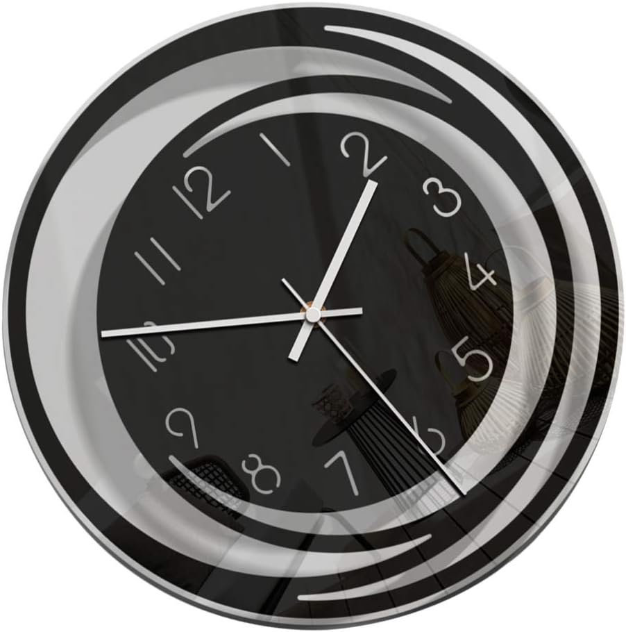 Horloge Murale Moderne Rectangulaire 30,5 Cm - Silencieuse, Sans Tic-tac - Cadre Acrylique, Chiffres Noirs - Pour Salon, Chambre, Bureau - 5