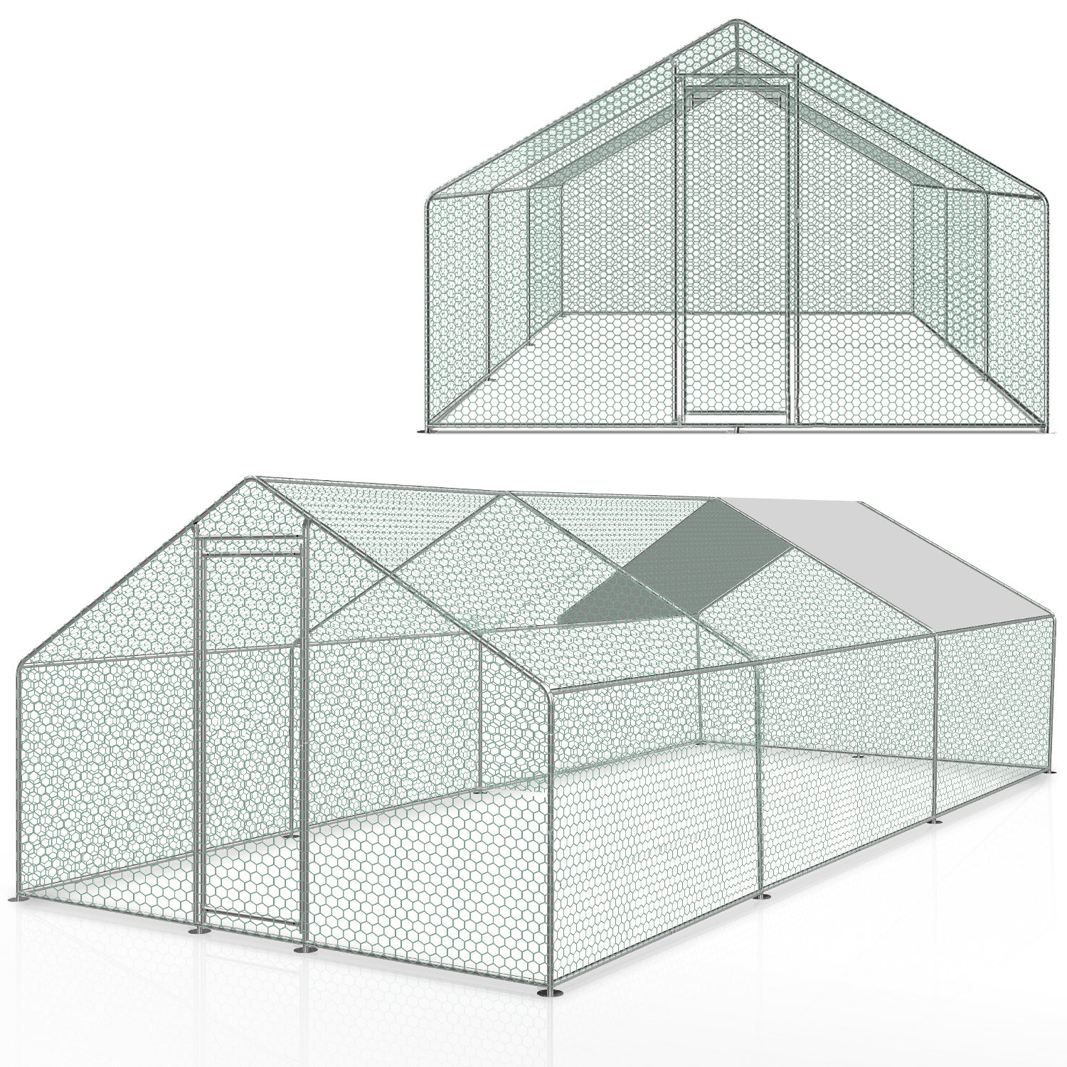 Recinto para galinheiro Parque de malha de 6 m² 3x2 M aço galvanizado Recinto de parque para animais - 2