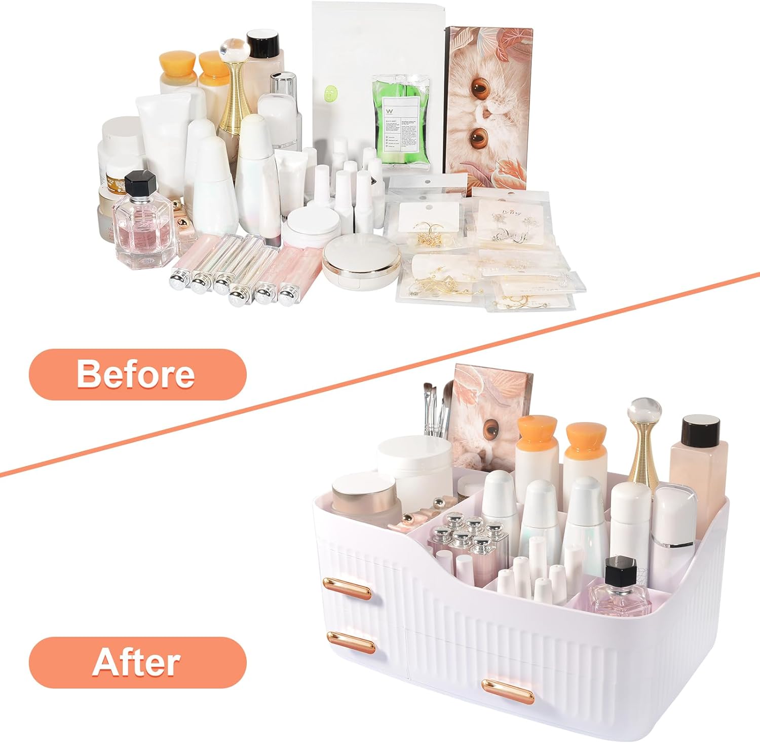 Organiseur De Maquillage 8 Tiroirs - Distrieur, porte savon et gobelet
