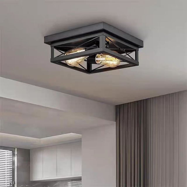 Rosace Plafond Rétro Noir Pour Lustre - Crochet Fermé, Antirouille, Style Vintage