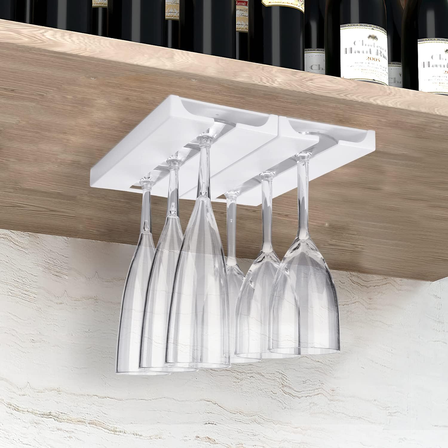Wine Glass Rack Porta Bicchiere di Vino - Supporto per Calice sotto L'Armadietto Porta Calici in Ferro Organizzatore per Bicchieri, Porta Calici Sospeso per Bar in Cucina