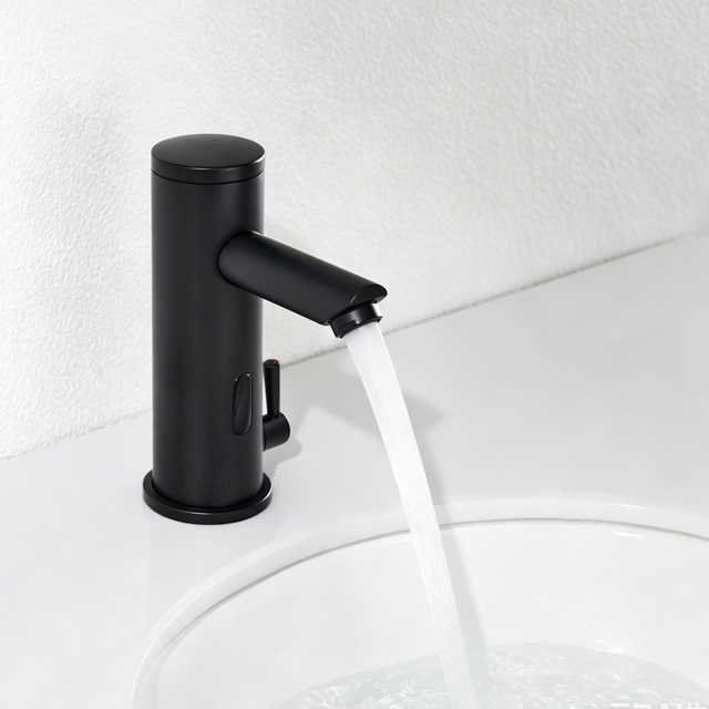 Mitigeur Lavabo Infrarouge Electronique,Robinet automatique infrarouge,Mitigeur Automatique,en Laiton,Robinet Automatique de Salle Bain,Noir