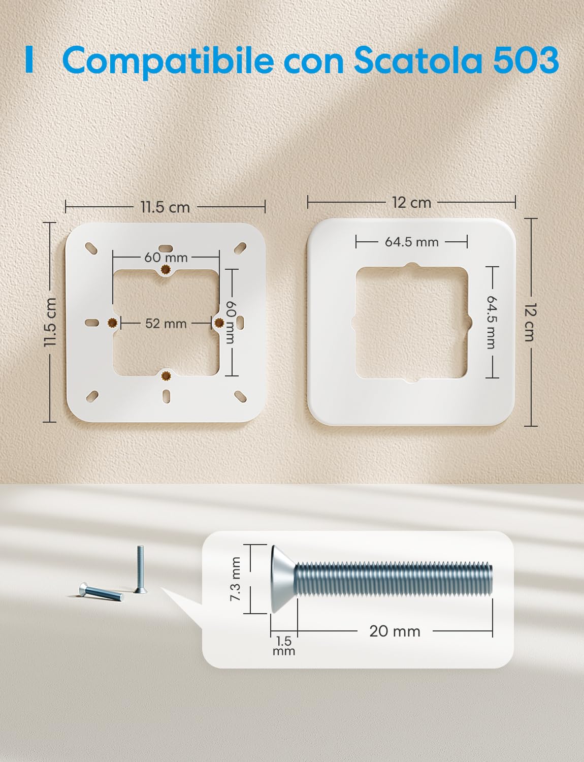Coperchio Plastica Per Cassette BTicino/Vimar/Gewiss - 3 Posti, IP40, Bianco RAL9010