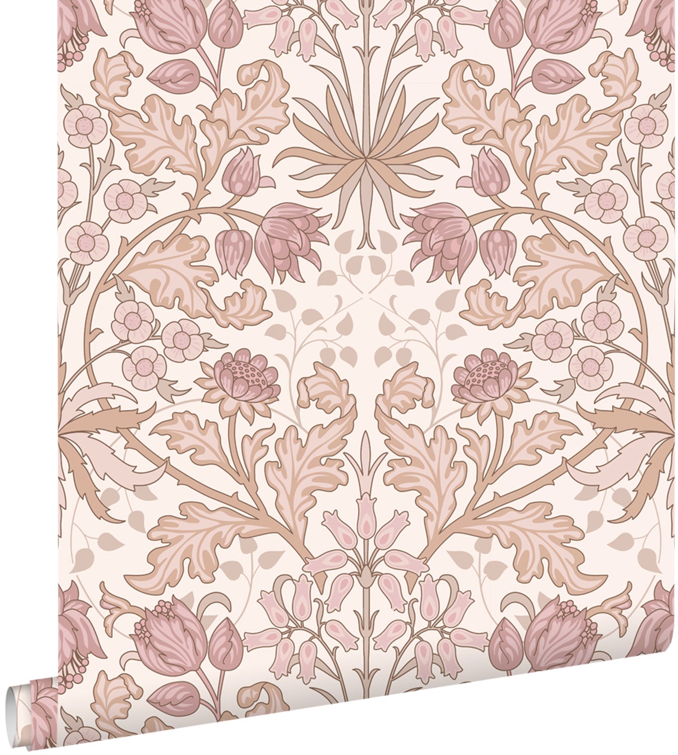 Tapeta vintage kwiaty w stylu secesyjnym starego różuIbeżowym - 50 x 900 cm - ESTAHOME