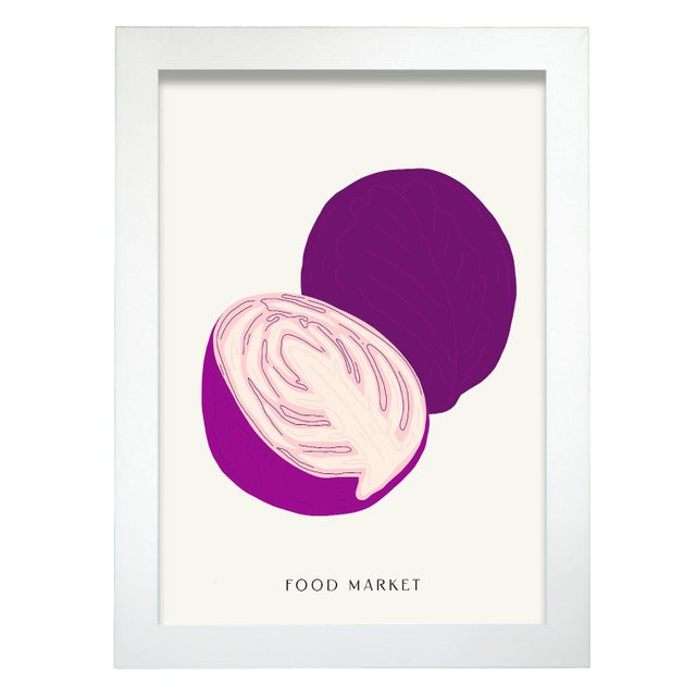 Affiche Avec Conception De Nourriture Colorée Chou Rouge Illustrations Artistiques Pour La Décoration Intérieure A4 Avec Cadre Blanc