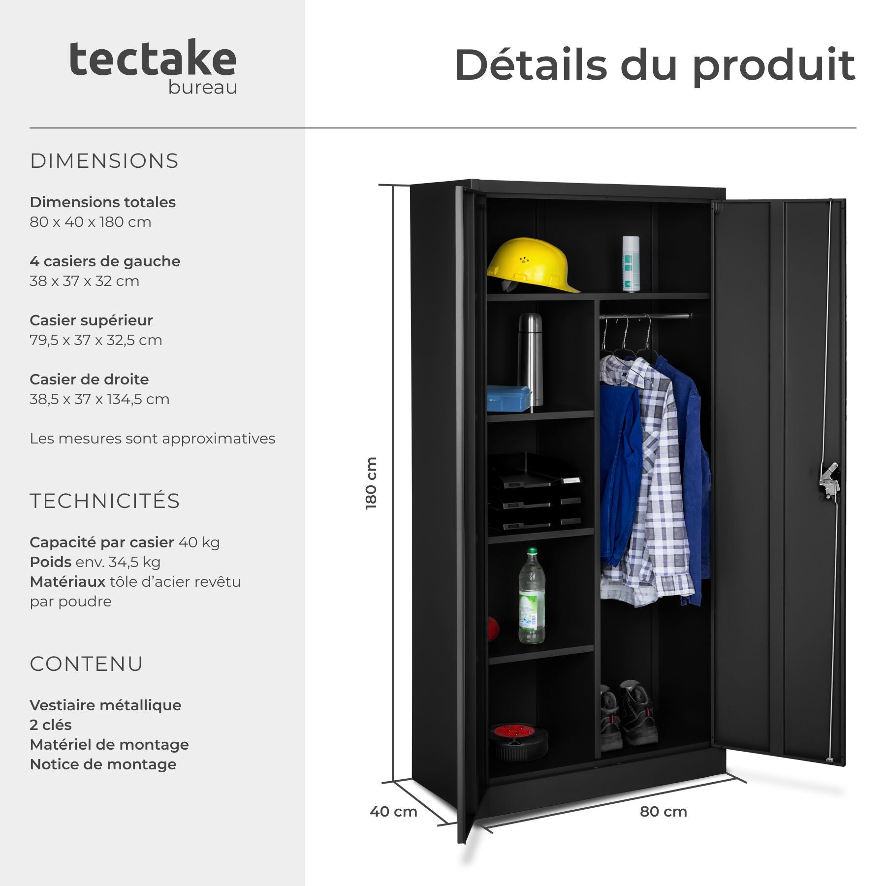 TECTAKE Armário de arquivo De aço revestido a pó - 6