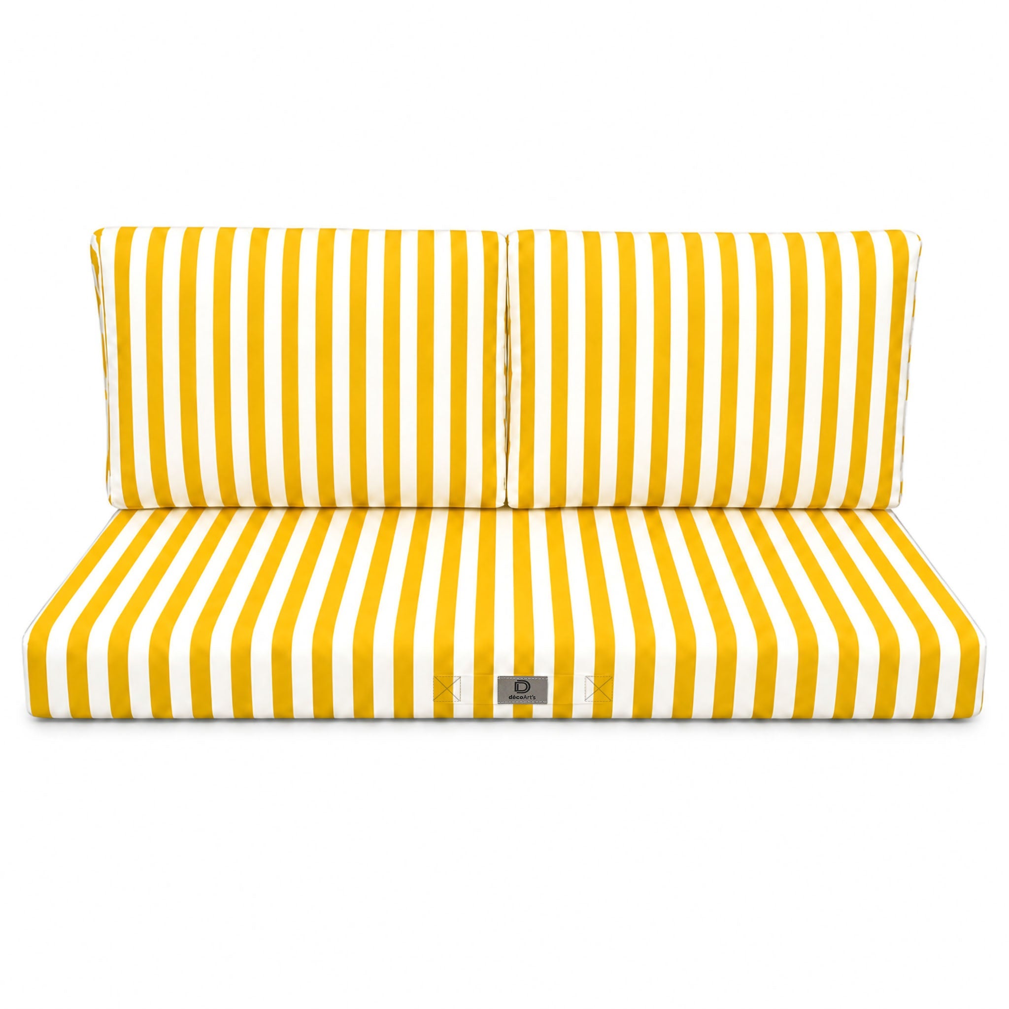 Coussins pour salon de jardin déhoussable 100x50cm Rayure jaunes - 3