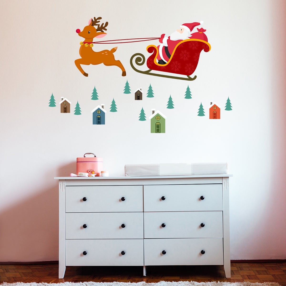 Sticker Noël le Père Noël en plein vol - Autocollants stickers adhésifs noël - décoration fêtes - 30x50cm - 3