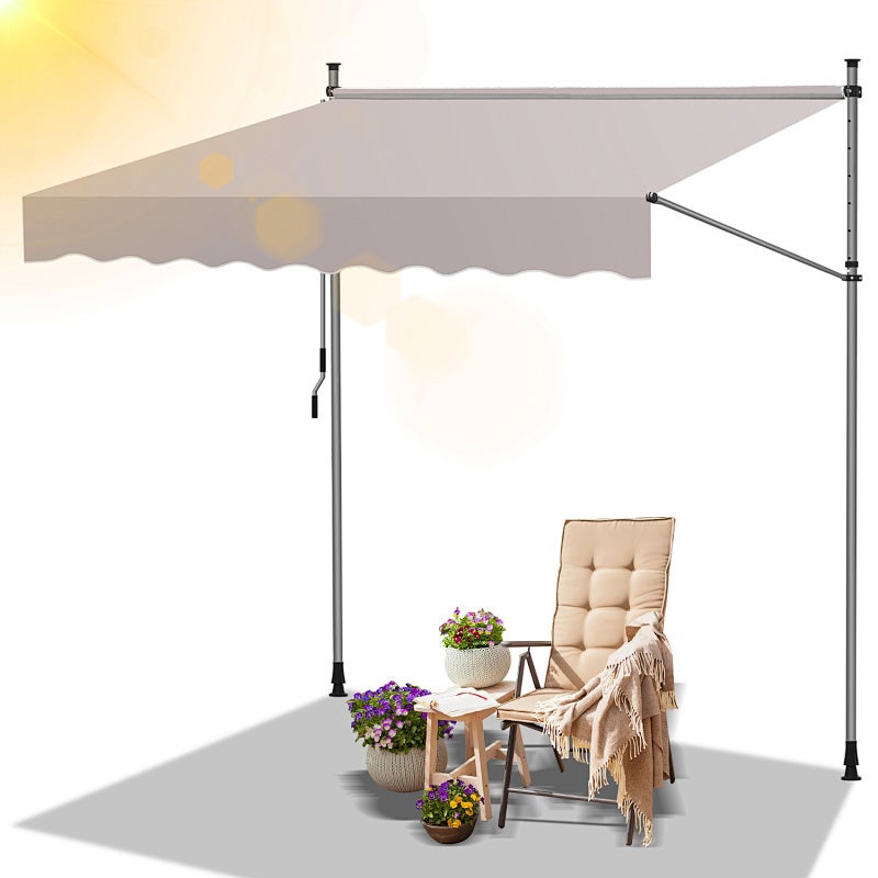 Toldo de balcón crema, 400x120 cm, retráctil, protección uv, para terraza