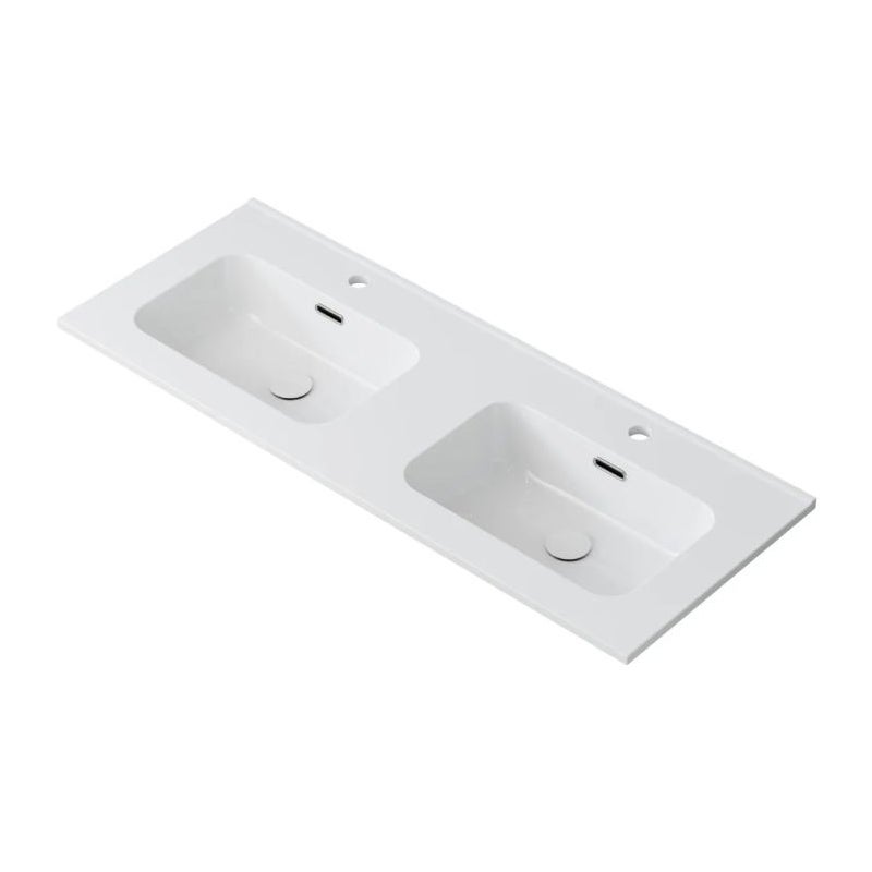 Umywalka wpuszczana dwukomorowa ALTON 120 cm biała ceramiczna