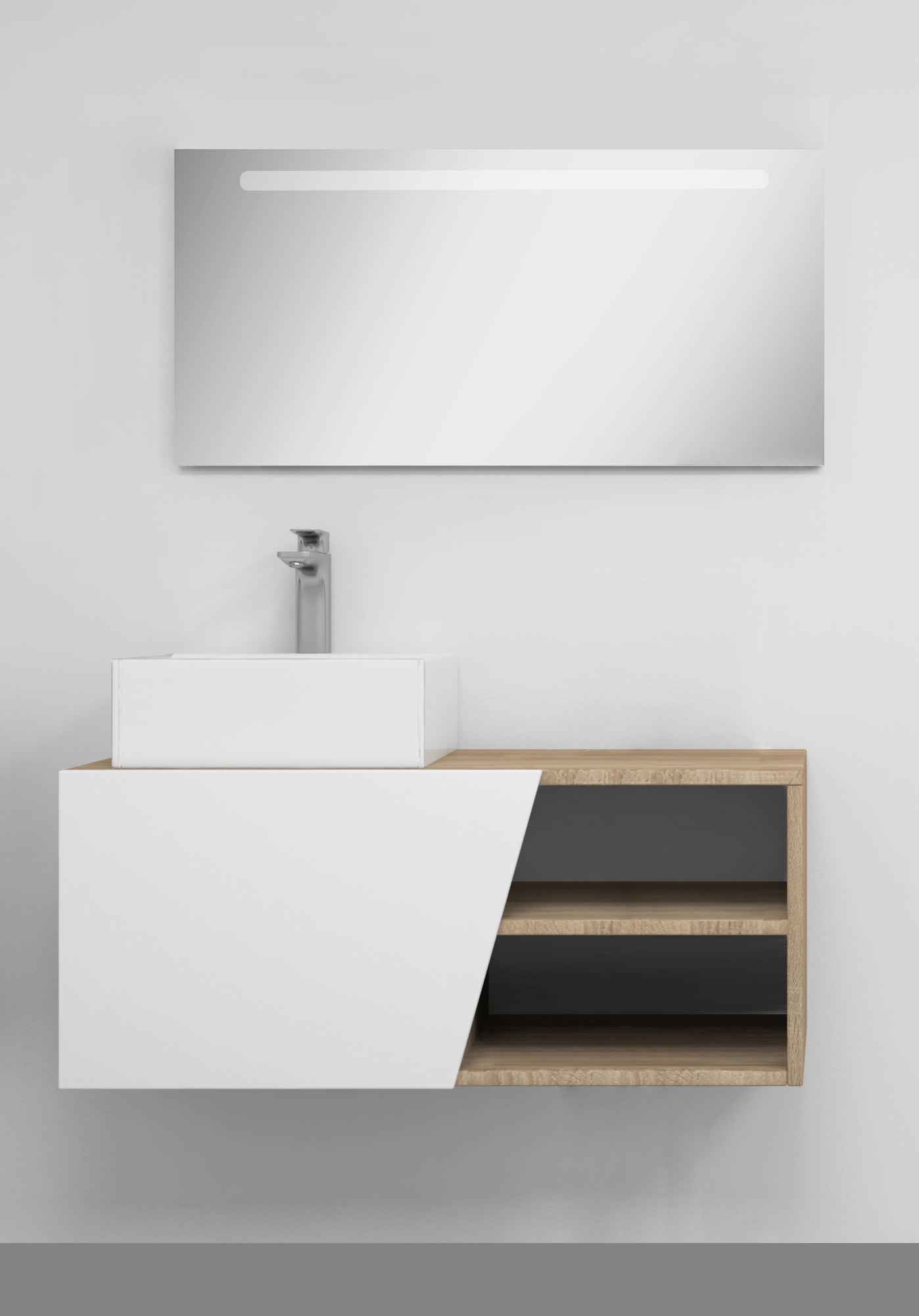 Ensemble de meubles de salle de bain Mapau RENNES, chêne Bardolino, 100 cm + vasque + miroir LED - 4
