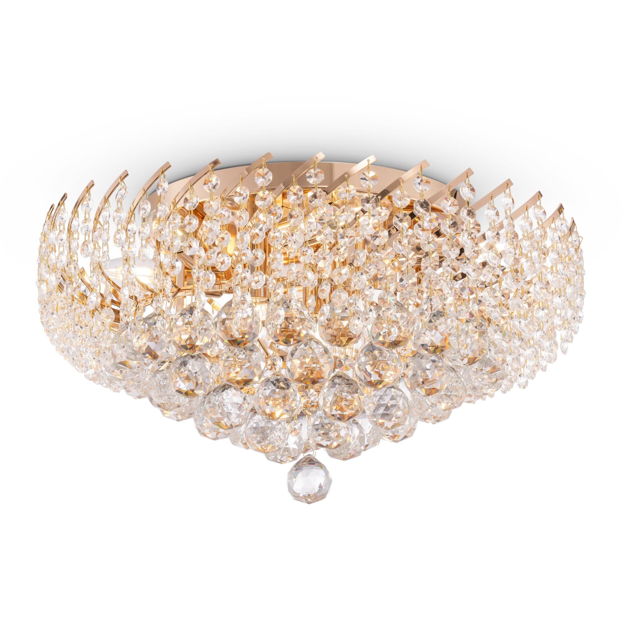 Lampa wisząca Karolina mosiężno-złota 9xE14x40W kryształowy glamour wym: 27 x 51 x 51 cm kryształ Maytoni