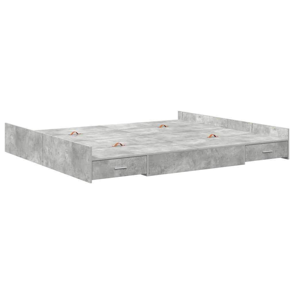 Cadre de lit avec rangement et tiroir gris béton, pour la chambre, 180 × 200 cm - 7