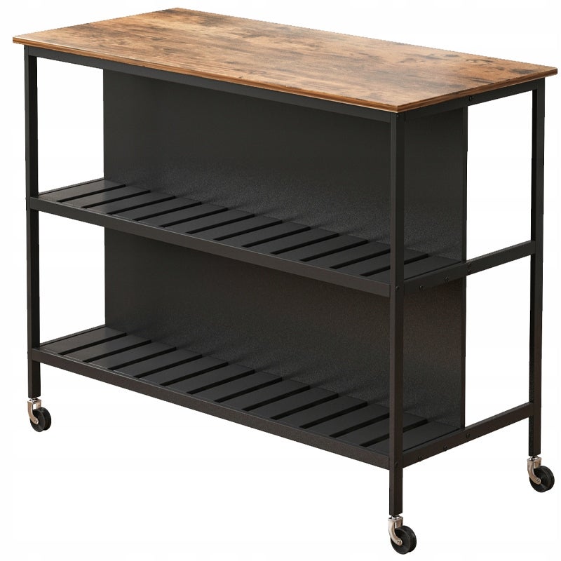 Stół barowy mobilny na kółkach 2 półki