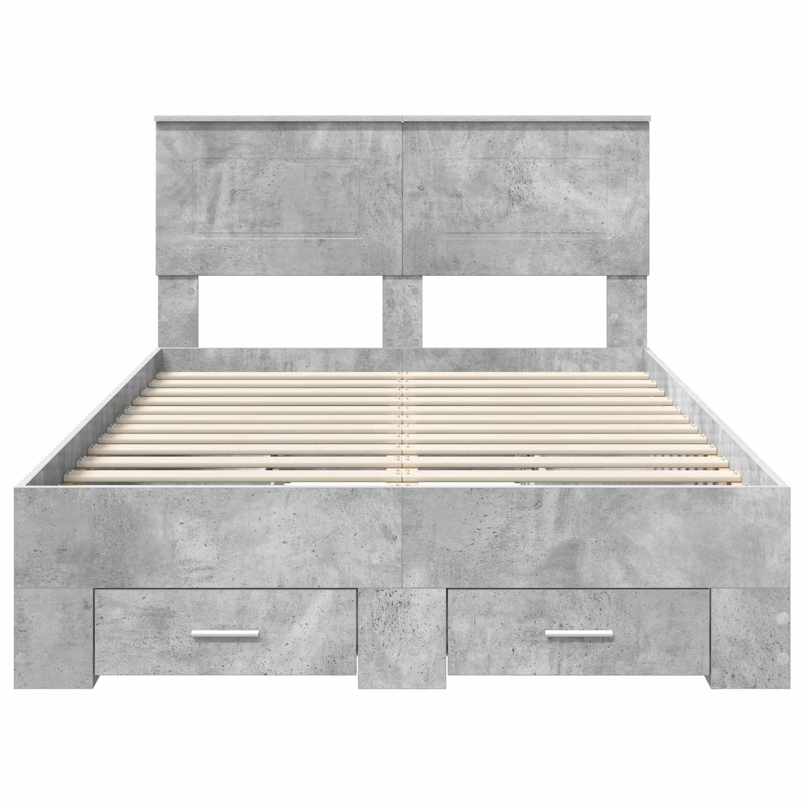 Cadre de lit en panneau de bois, gris béton, pour la chambre, 135 × 190 cm - 8