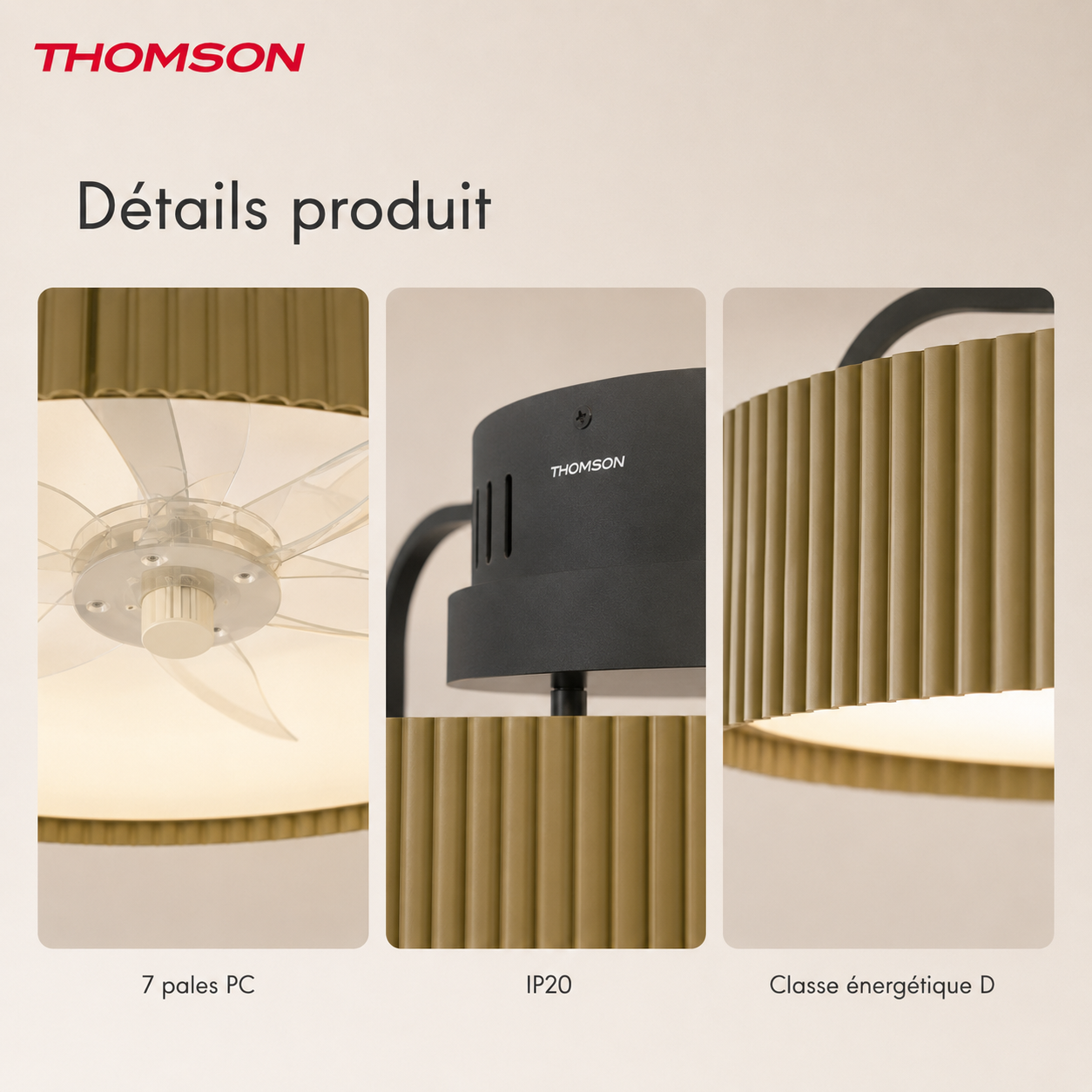 Ventilateur de plafond avec lumière THOMSON ALMA avec 7 pales, diamètre de 50 cm et télécommande incluse - 5