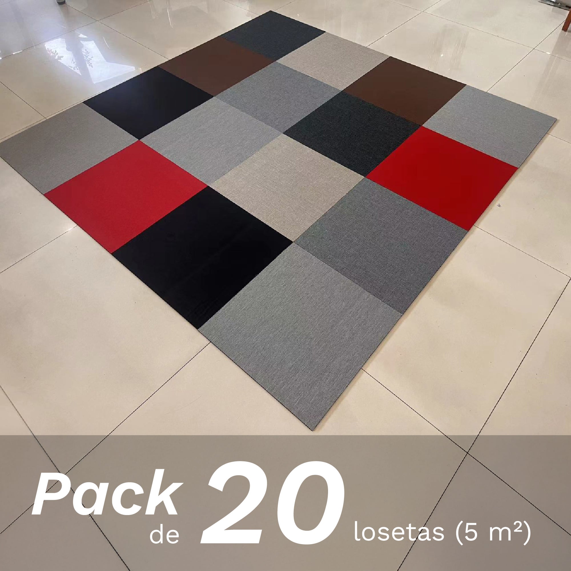 Panneaux Acoustiques Textiles Modulaires Gris Clair 50x50 cm | Lot de 20 (5 m²) | Recyclés, Antidérapants et Doux | Modèle Eco Resonance - 3