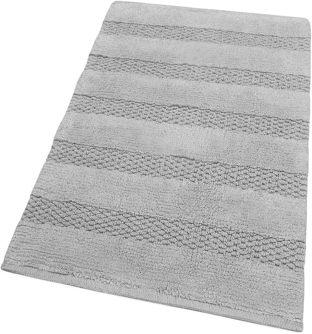 Alfombra de baño 60x120 cm para ducha algodón puro moderna suave antideslizante absorbente gris