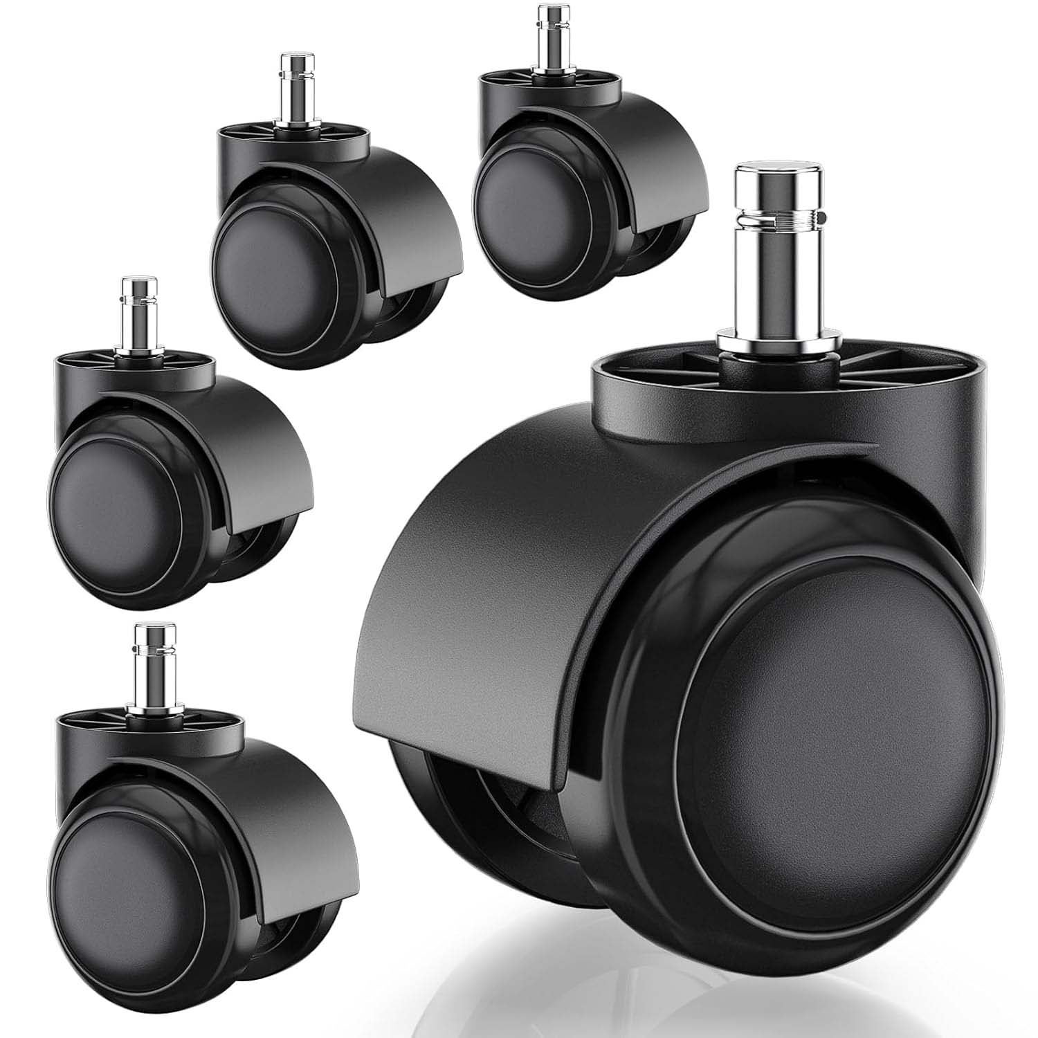 Zestaw 5 kółek do krzeseł 11x22 mm, kółka do podłóg twardych do 125 kg, kółka obrotowe do dużych obciążeń, czyste, ciche kółka do krzeseł biurowych