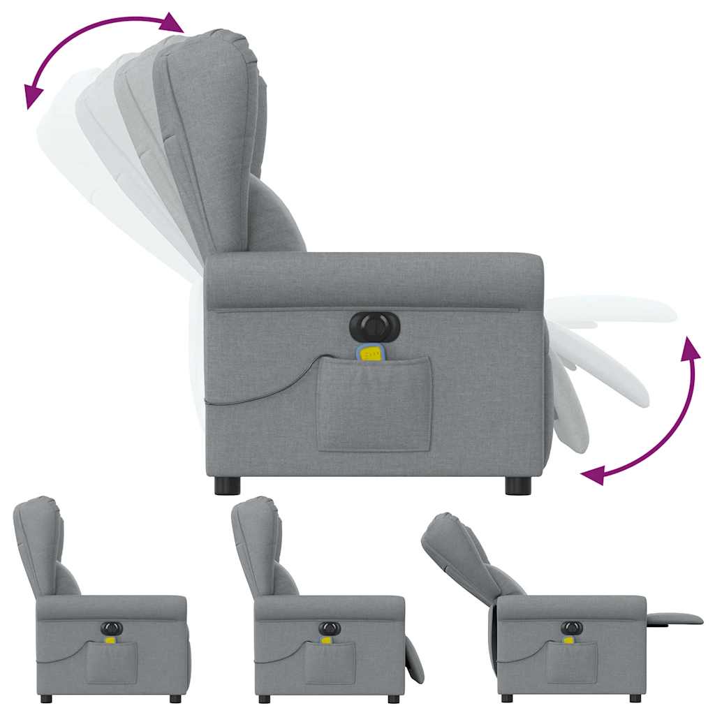 Fauteuil de massage | Fauteuil de relaxation | Chaise de relaxation inclinable électrique gris clair tissu CFW612763 - 7